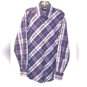 SouthPole Dress Shirt Preppy Hipster Hip Hop Vtg 90s Button Purple Plaid Y2k XL